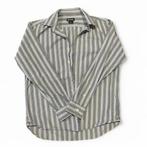 Men’s MICHAEL Michael Kors size medium blue striped button up long sleeve shirt